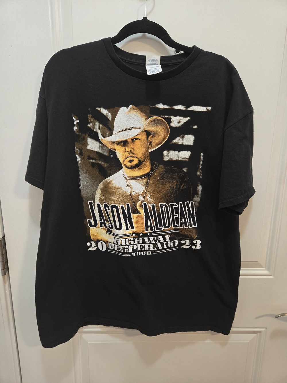 Delta Black Jason Aldean Graphic Tee with Gold and White Print